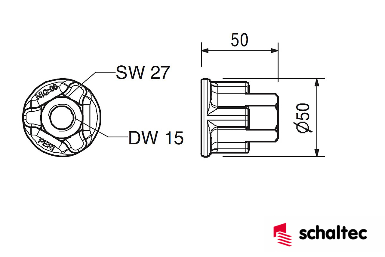 schaltec Nockenmutter DW15 verz. Schalungszubehör | Technische Zeichnung